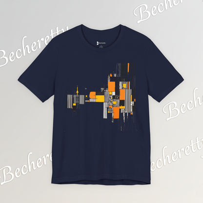 Abstract Geometric Tee - Art Graphic Becheretty - Modern Orange & Gray Cityscape Design
