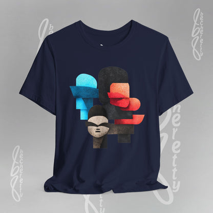 Abstract Face Graphic Tee - Colorful Design Becheretty - Silent Dialogue - Casual Wear