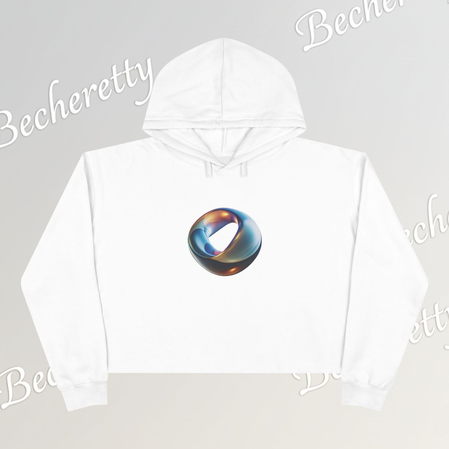 Crop Hoodie "Futuristic Ring" Art Graphic Becheretty - Stylish Women's Hoodie, Trendy Fashion Sweater, Unique Gift for Her