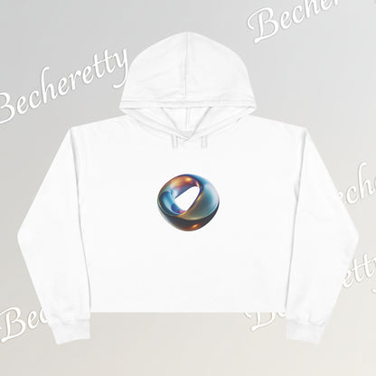Crop Hoodie "Futuristic Ring" Art Graphic Becheretty - Stylish Women's Hoodie, Trendy Fashion Sweater, Unique Gift for Her