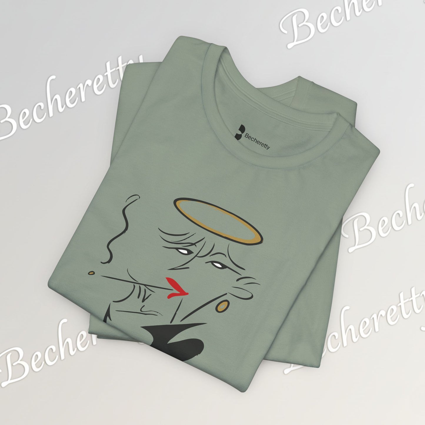 "Fallen Angel" Abstract Line Art Graphic Tee Becheretty - Channel your inner rebel with a touch of divine style