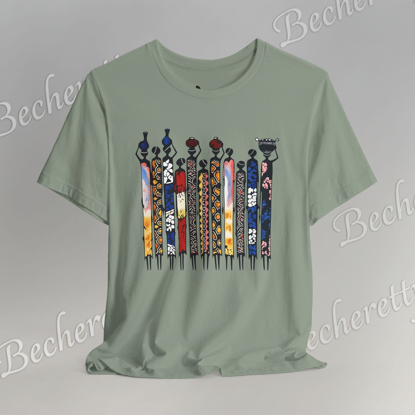 Ancestral Strides - Graphic Tee Becheretty - African tribal art style - Woven with history, worn with pride.