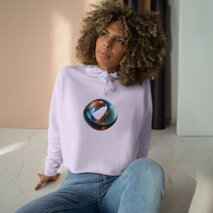 Crop Hoodie "Futuristic Ring" Art Graphic Becheretty - Stylish Women's Hoodie, Trendy Fashion Sweater, Unique Gift for Her