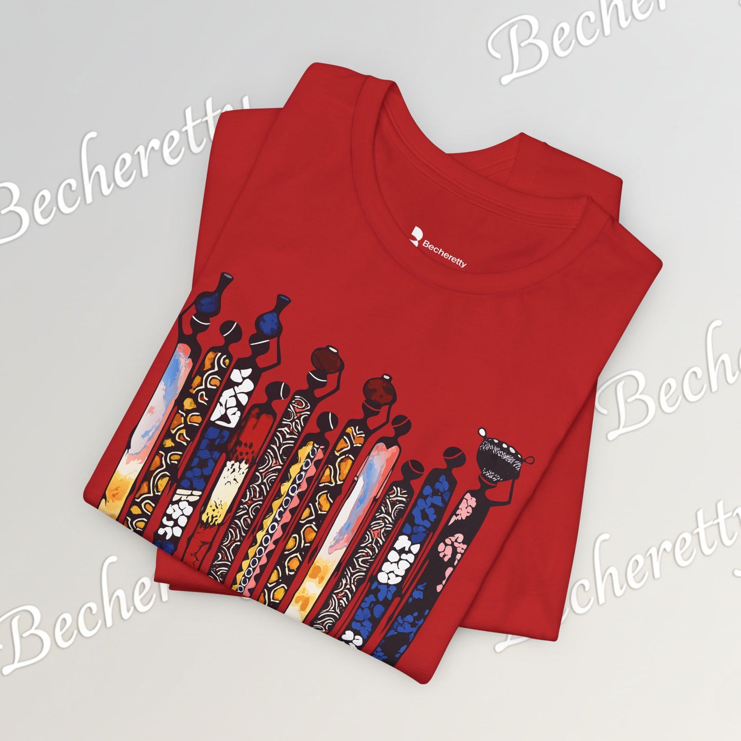 Ancestral Strides - Graphic Tee Becheretty - African tribal art style - Woven with history, worn with pride.