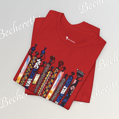 Ancestral Strides - Graphic Tee Becheretty - African tribal art style - Woven with history, worn with pride.