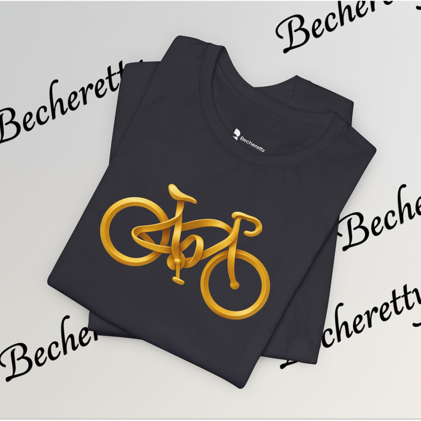 Gold Road Bike T-Shirt — Art Graphic Minimalist Becheretty - Gift Idea for Cyclist & Bike lovers