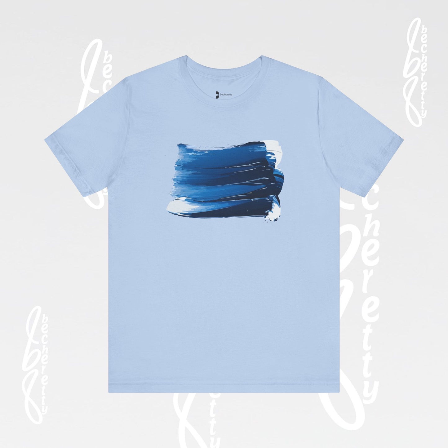 Stylish Blue Brushstroke Unisex Tee - Wear the Passion. Wear the Art - Becheretty - Perfect for summer day by the beach.