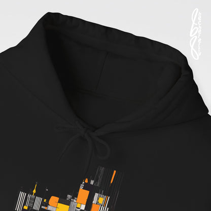 Abstract Geometric Hoodie — Modern Orange & Gray Minimalist Design - Art Graphic Becheretty