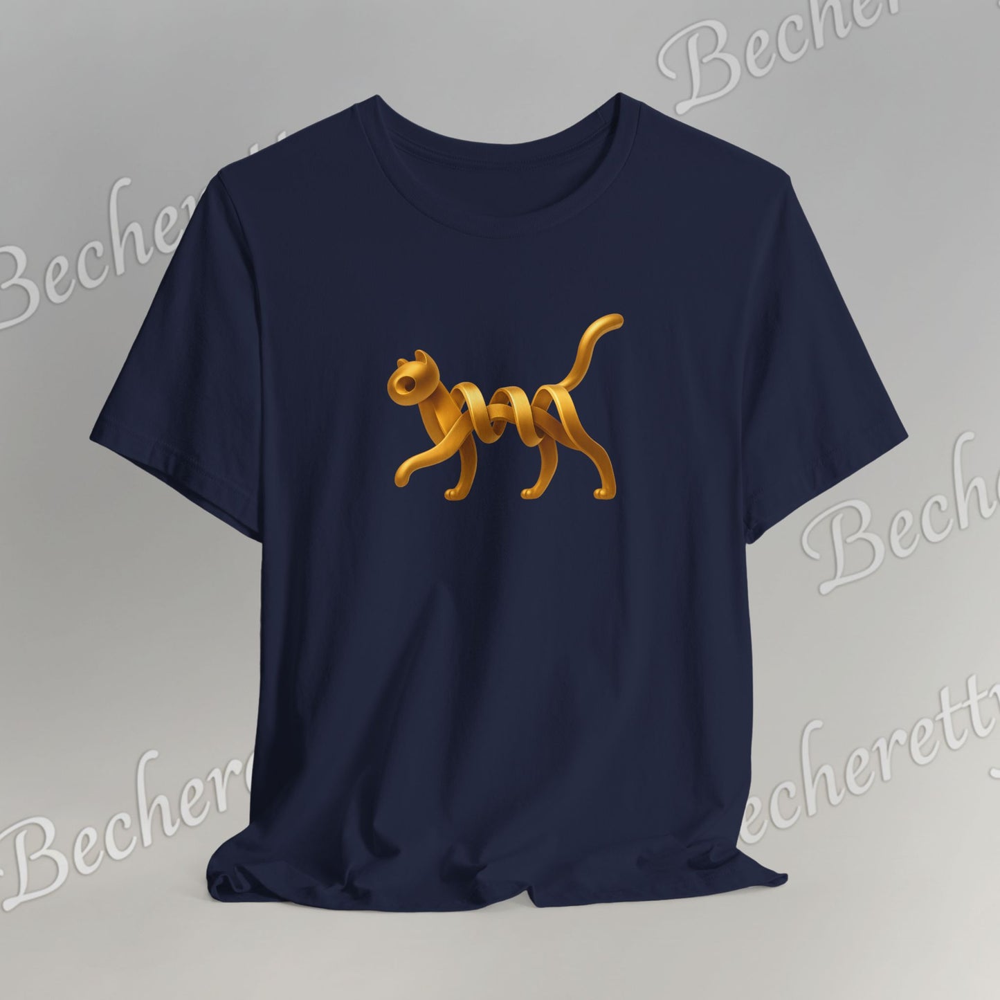 Golden Cat. Minimalist Graphic Becheretty -  Modern, and Effortlessly Etylish - Perfect for everyday wear with an artistic edge.