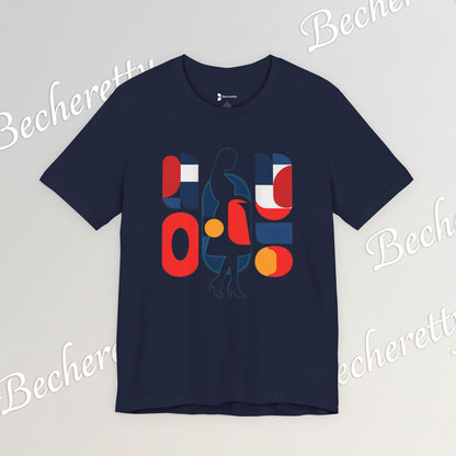 Luminous Silhouette T-Shirt - Bauhaus-inspired geometric shapes - Art Graphic Minimalist Becheretty