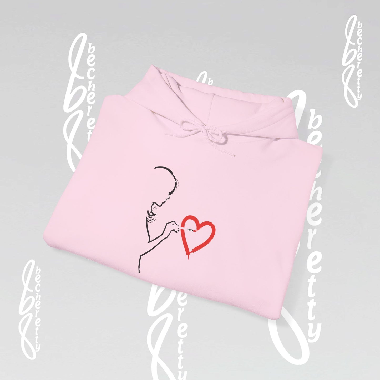 Art Minimalist Hoodie 'Painting Love' Becheretty Graphic - Quietly expressive brushstroke.