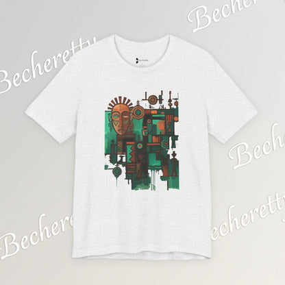 Abstract Tribal Mask Art T-Shirt — Geometric Afrocentric Graphic Becheretty
