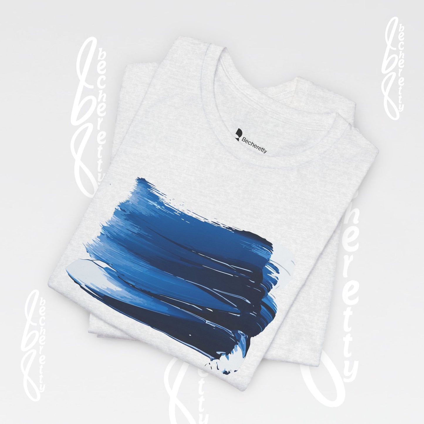 Stylish Blue Brushstroke Unisex Tee - Wear the Passion. Wear the Art - Becheretty - Perfect for summer day by the beach.