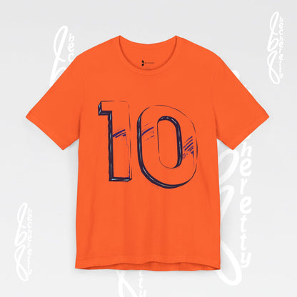 Stylish Unisex Tee - Number 10 - Casual Everyday Wear, Unique Gift  Sports Lovers, Becheretty Graphic, Team Spirit
