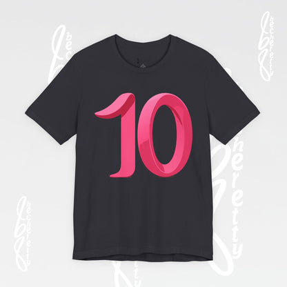 Pink Number 10 - Graphic Tee - Becheretty Minimalist Style - Everyday Comfort - Ideal Gift for Sports Lovers