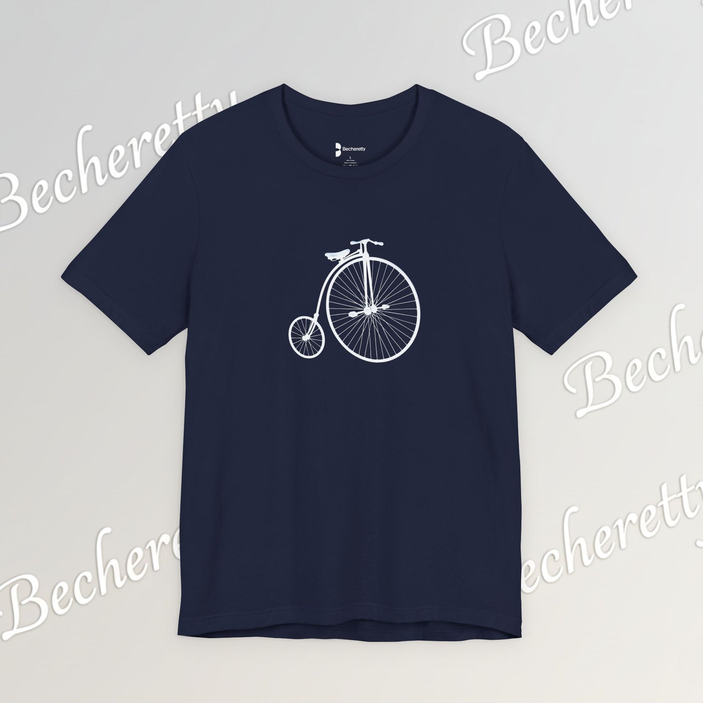 Penny-Farthing Vintage Bicycle Tee - Graphic Minimalist Tee Becheretty - Perfect T-Shirt for Cycling Enthusiasts, Casual wear