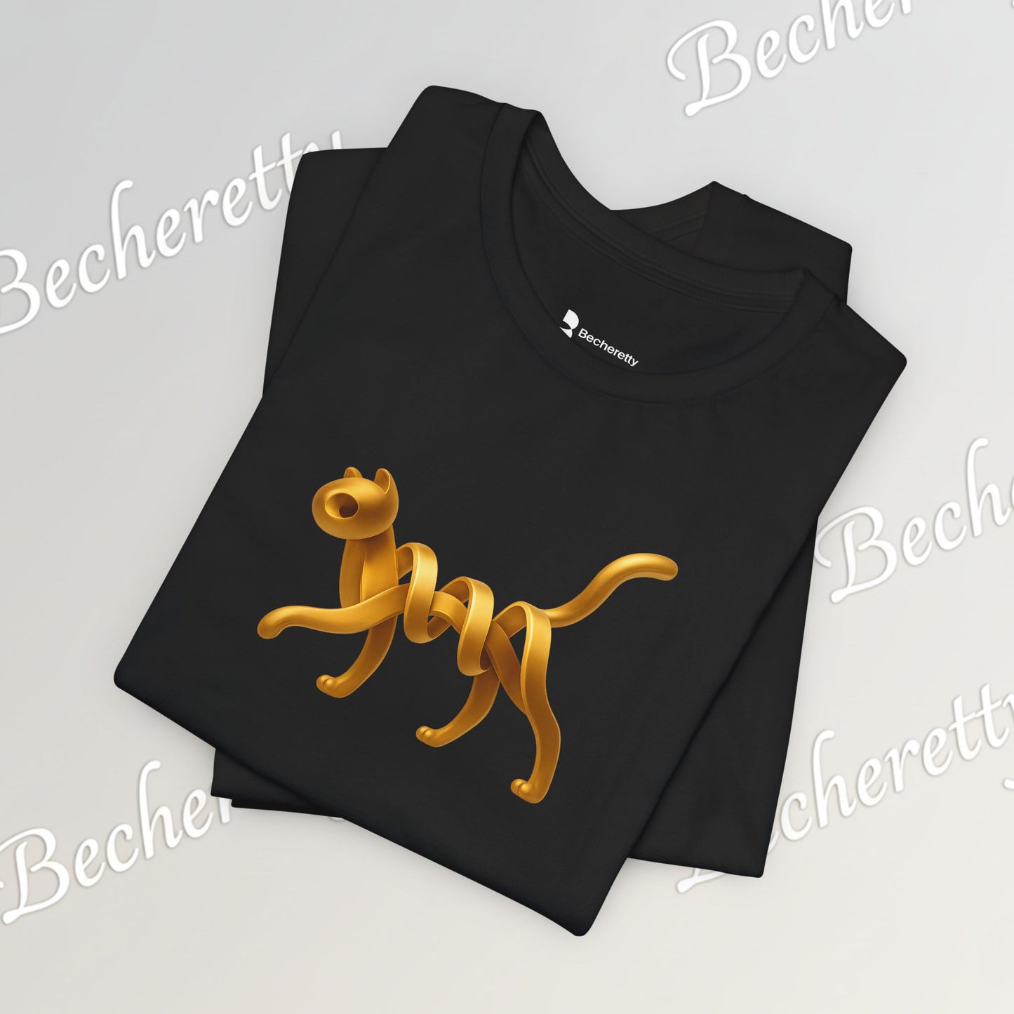 Golden Cat. Minimalist Graphic Becheretty -  Modern, and Effortlessly Etylish - Perfect for everyday wear with an artistic edge.