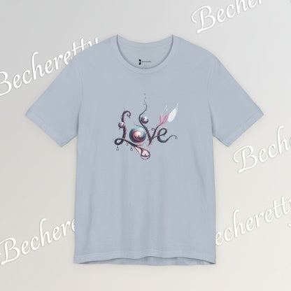 Love Script Tee - Romantic Floral Typography T-Shirt - Art Graphic Becheretty - Ideal gift for your loved one
