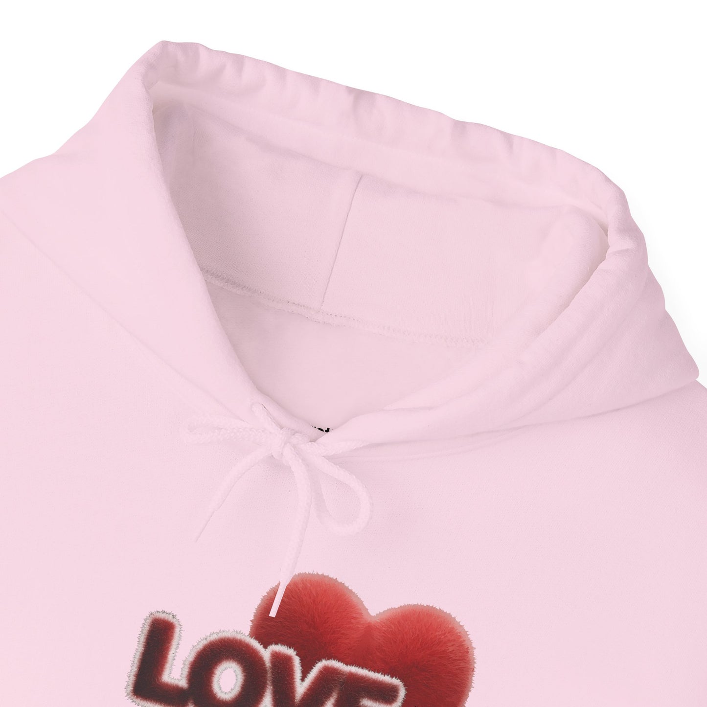 "LOVE" Plush Covered in Fur Graphic Hoodie - Art Minimalist Becheretty - Valentins day & Casual Wear
