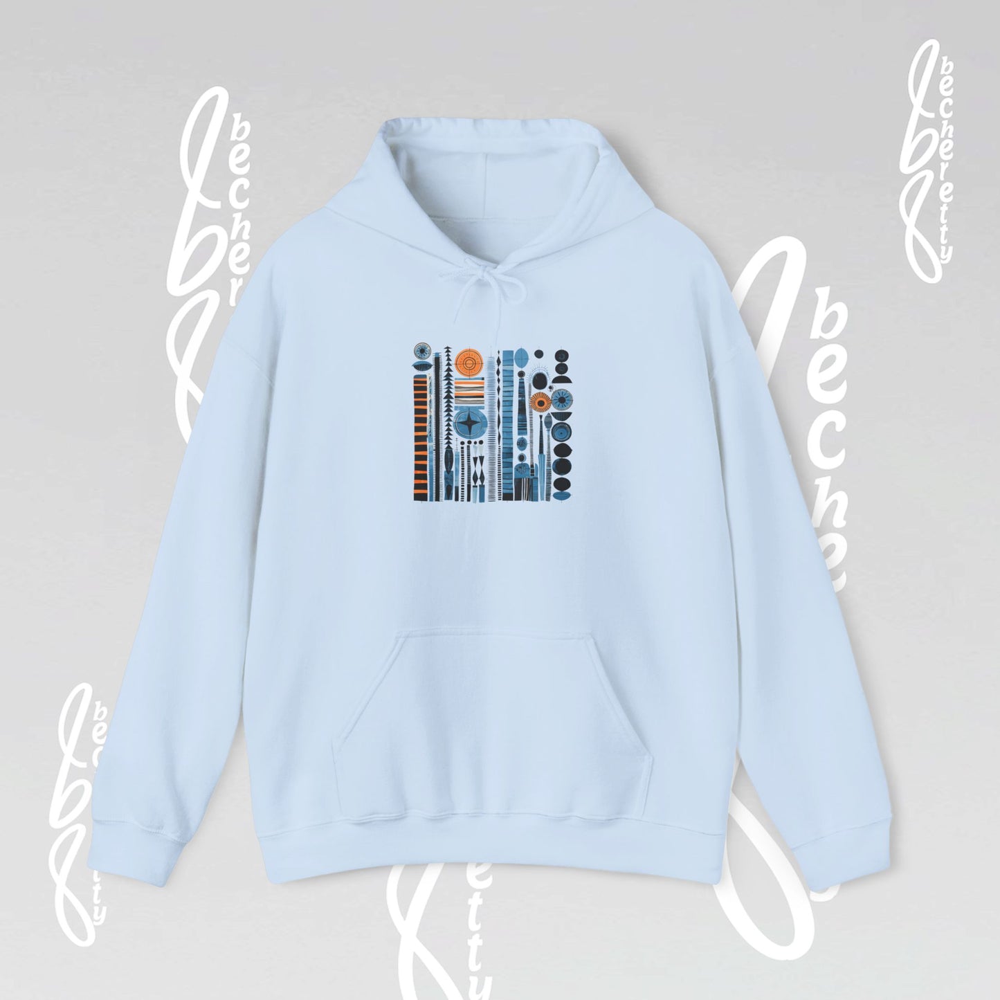 Modern Geometry Hoodie "Urban Totems" Art Graphic Becheretty - Timeless, versatile, and unmistakably modern.
