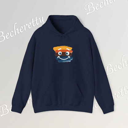 Graphic Hoodie - Smiling Sunset Brushstroke - Cute Happy Face- Art Minimalist Becheretty