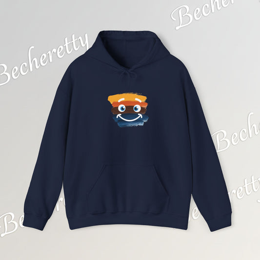 Graphic Hoodie - Smiling Sunset Brushstroke - Cute Happy Face- Art Minimalist Becheretty