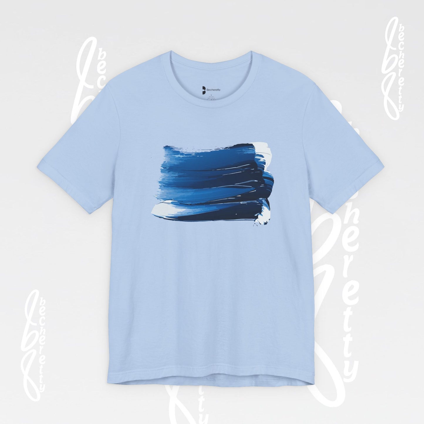 Stylish Blue Brushstroke Unisex Tee - Wear the Passion. Wear the Art - Becheretty - Perfect for summer day by the beach.