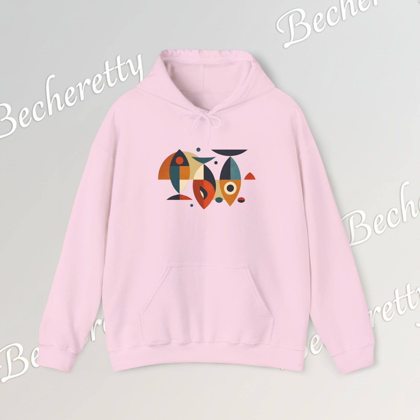 Geometric Fish Hoodie - Minimalist Graphic Becheretty, blending abstract geometric shapes