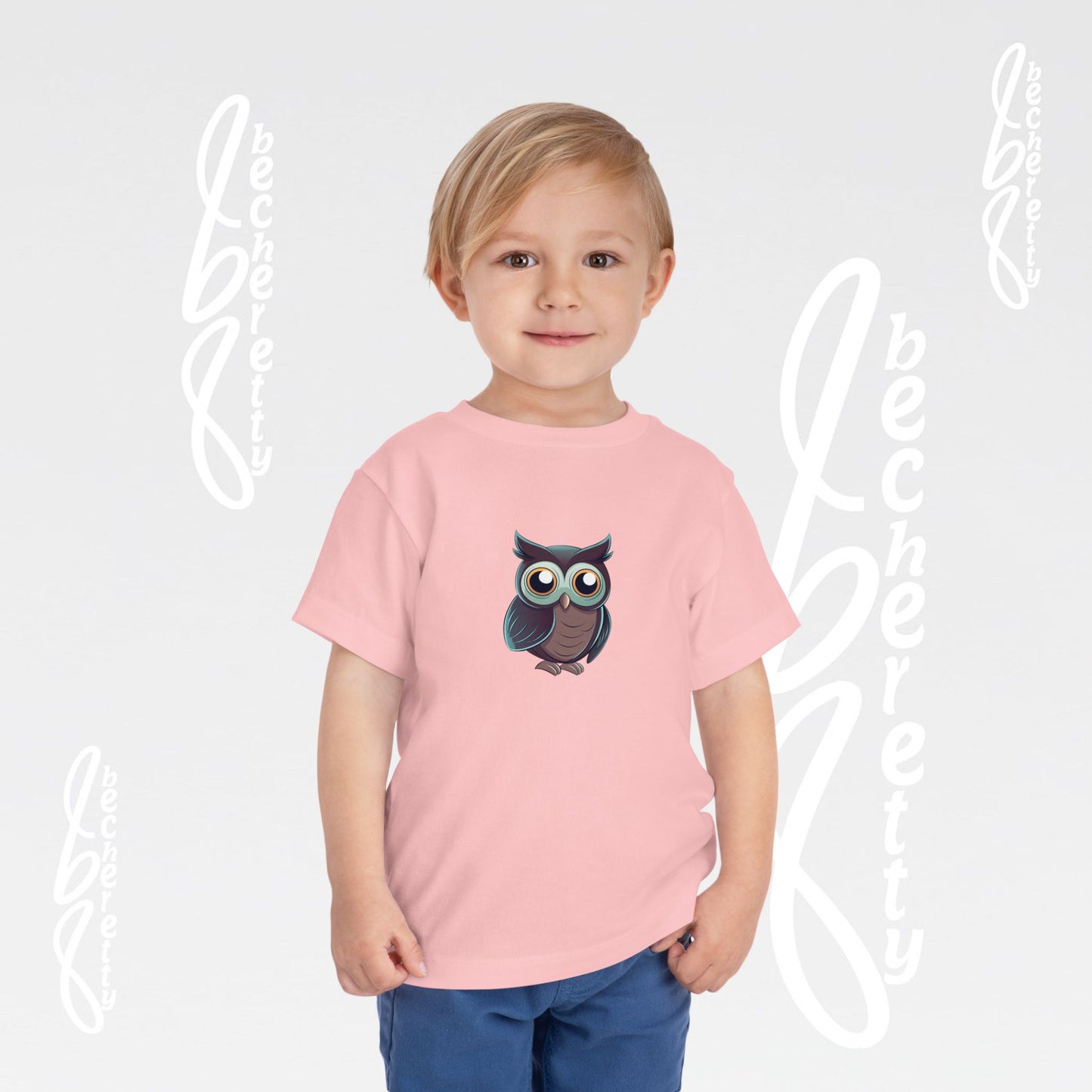 Owl Toddler Tee - Cute & Comfortable Short Sleeve Shirt for Kids - Art Graphic Becheretty