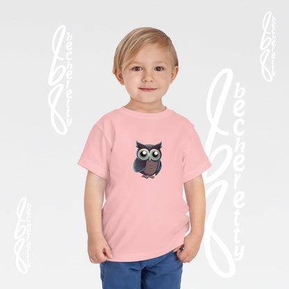 Owl Toddler Tee - Cute & Comfortable Short Sleeve Shirt for Kids - Art Graphic Becheretty
