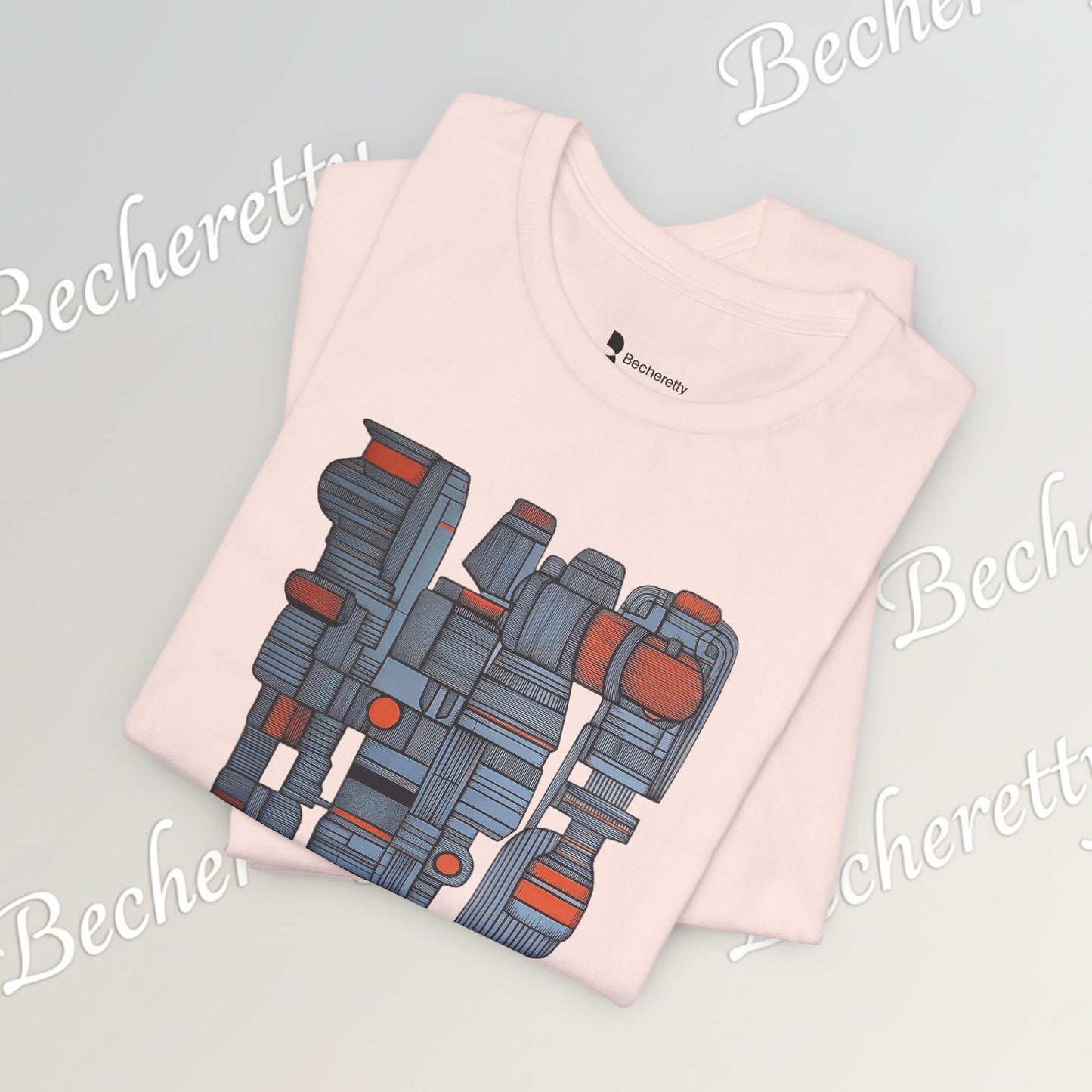 Abstract figurative illustration T-Shirt Becheretty - Geometric, totem-inspired composition - Wearable Art