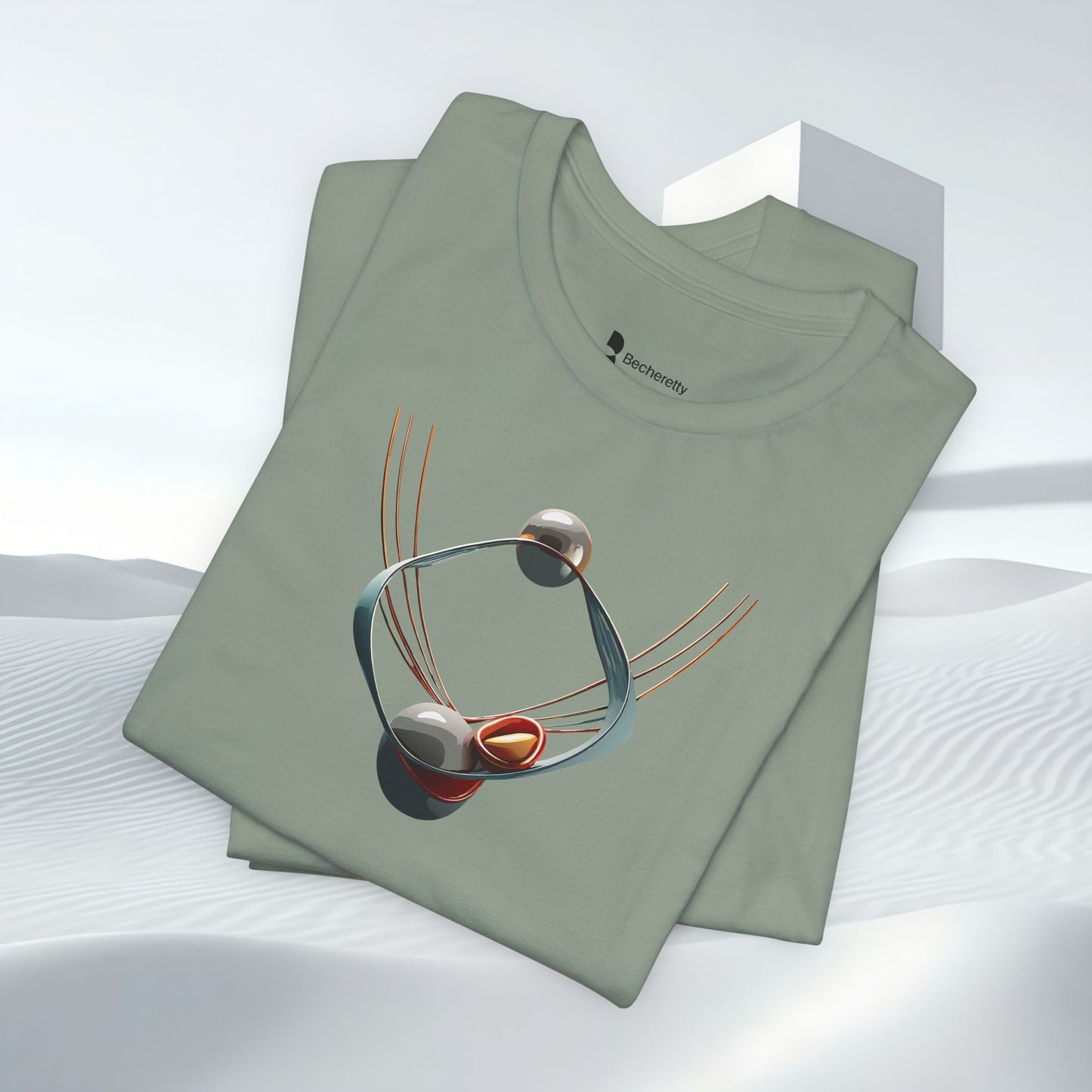Abstract Orbital Necklace Tee - Art Graphic Minimalist Becheretty - Wearable artwork