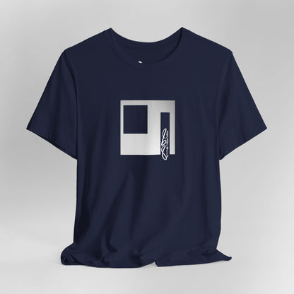 Cubist Portal Premium Tee - Minimalist Art Graphic Becheretty - Design that merges architectural precision and abstract expressionism.
