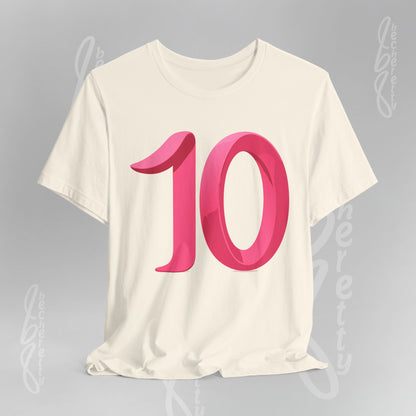 Pink Number 10 - Graphic Tee - Becheretty Minimalist Style - Everyday Comfort - Ideal Gift for Sports Lovers