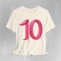 Pink Number 10 - Graphic Tee - Becheretty Minimalist Style - Everyday Comfort - Ideal Gift for Sports Lovers