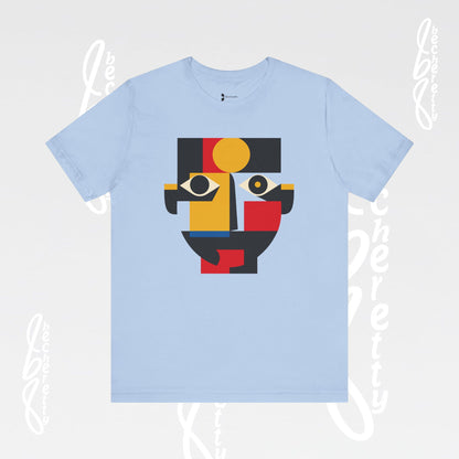 Abstract Geometric Face T-Shirt — Modern Cubist Art Tee