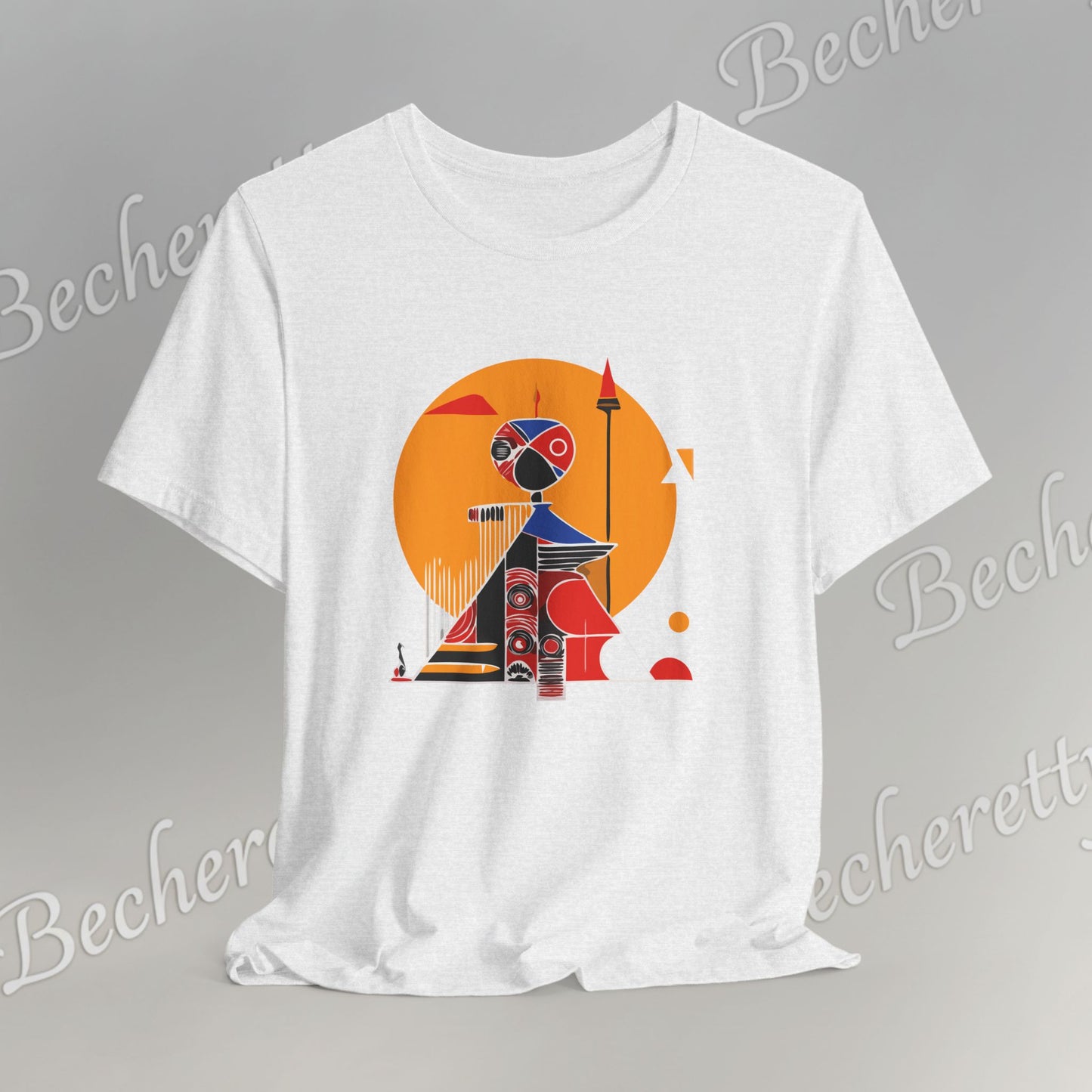 "Solar Guardian" Short Sleeve Becheretty T-shirt - Casual - Wear the strength of the sun and the precision of the spear