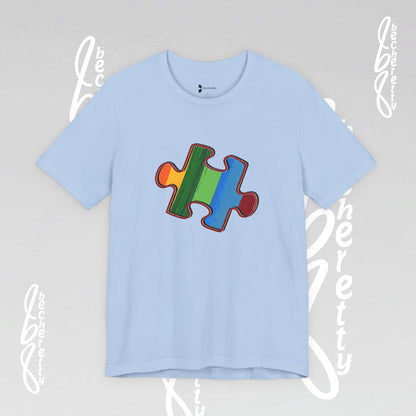 Colorful Puzzle Piece Tee - Art Graphic Becheretty - Support Autism Awareness, and Neurodiversity