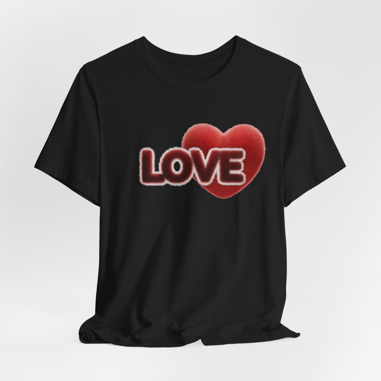 "LOVE" Plush Covered in Fur Graphic Tee - Art Minimalist Becheretty - Valentine T-Shirt - Casual Wear