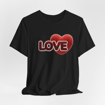"LOVE" Plush Covered in Fur Graphic Tee - Art Minimalist Becheretty - Valentine T-Shirt - Casual Wear