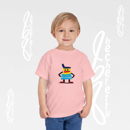 Toddler Tee – Cute Cartoon Abstract - Becheretty Minimalist Art Graphic - Colorful Playful Character T-Shirt