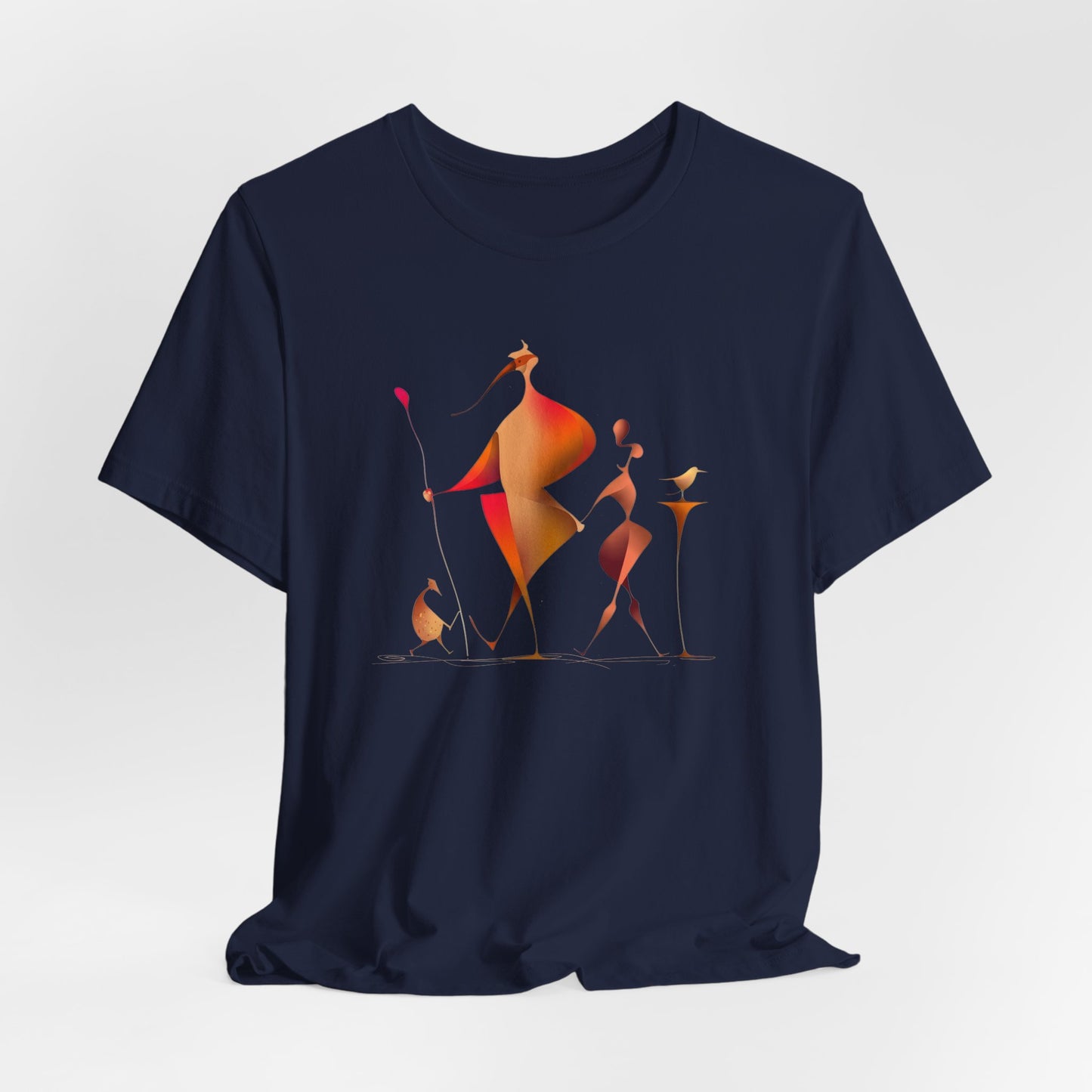 "Gilded Strangers" Graphic T-Shirt Becheretty - A Journey Through an Abstract World of Mythic Beings