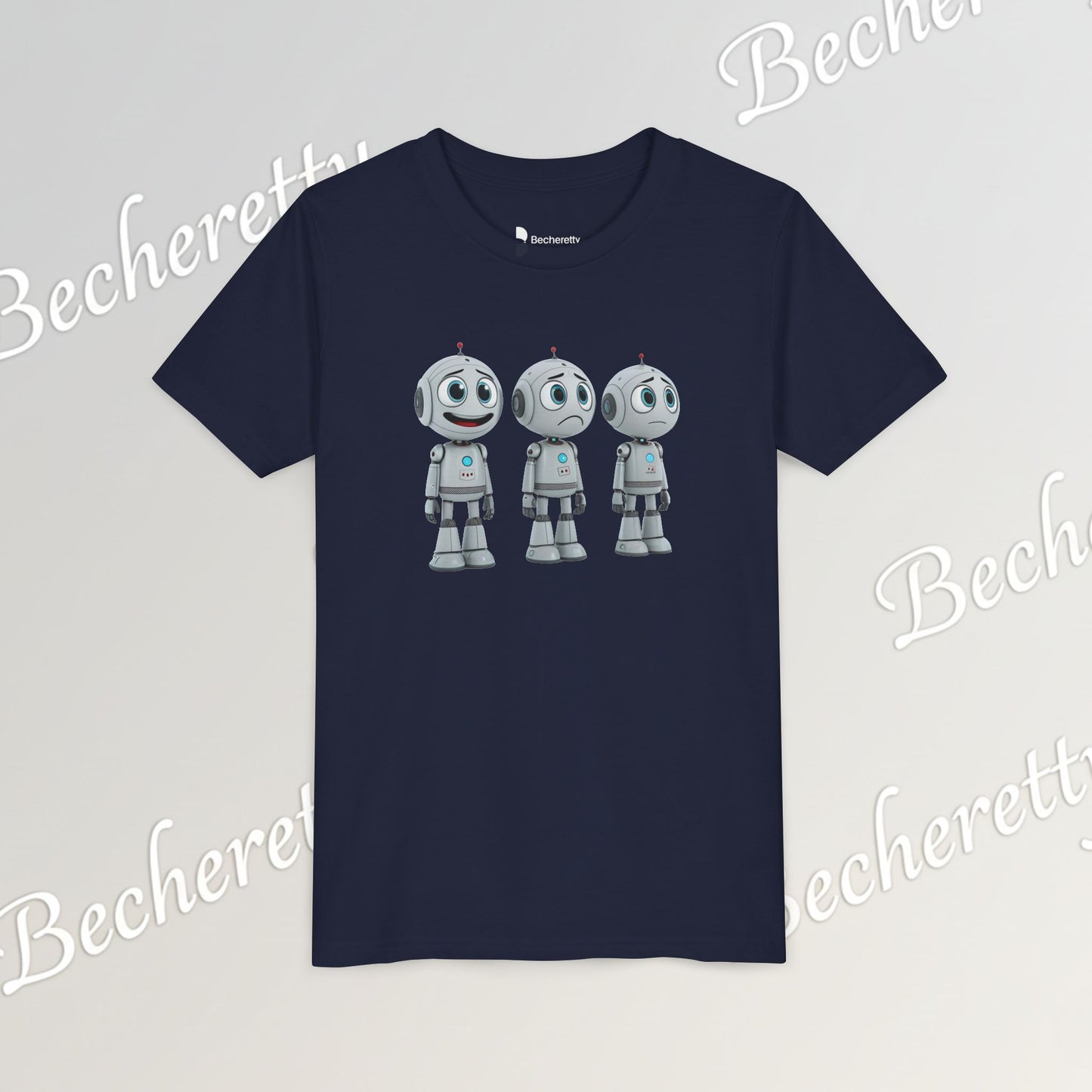 Youth T-Shirt  "Three Funny Kid Robots" Art Graphic Becheretty - Perfect for expressing your daily mood without saying a word