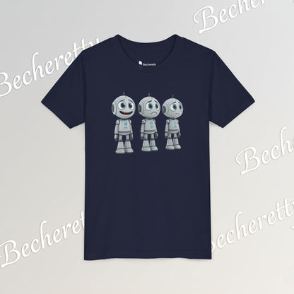 Youth T-Shirt  "Three Funny Kid Robots" Art Graphic Becheretty - Perfect for expressing your daily mood without saying a word