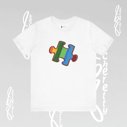 Colorful Puzzle Piece Tee - Art Graphic Becheretty - Support Autism Awareness, and Neurodiversity