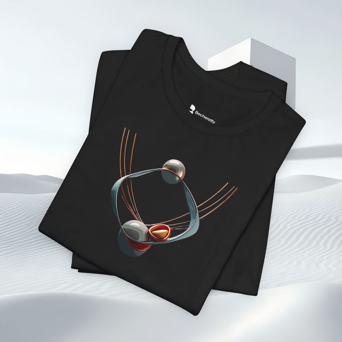 Abstract Orbital Necklace Tee - Art Graphic Minimalist Becheretty - Wearable artwork