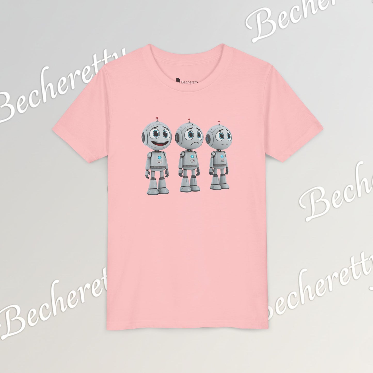 Youth T-Shirt  "Three Funny Kid Robots" Art Graphic Becheretty - Perfect for expressing your daily mood without saying a word