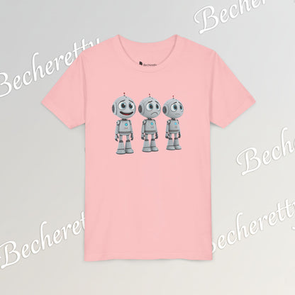 Youth T-Shirt  "Three Funny Kid Robots" Art Graphic Becheretty - Perfect for expressing your daily mood without saying a word