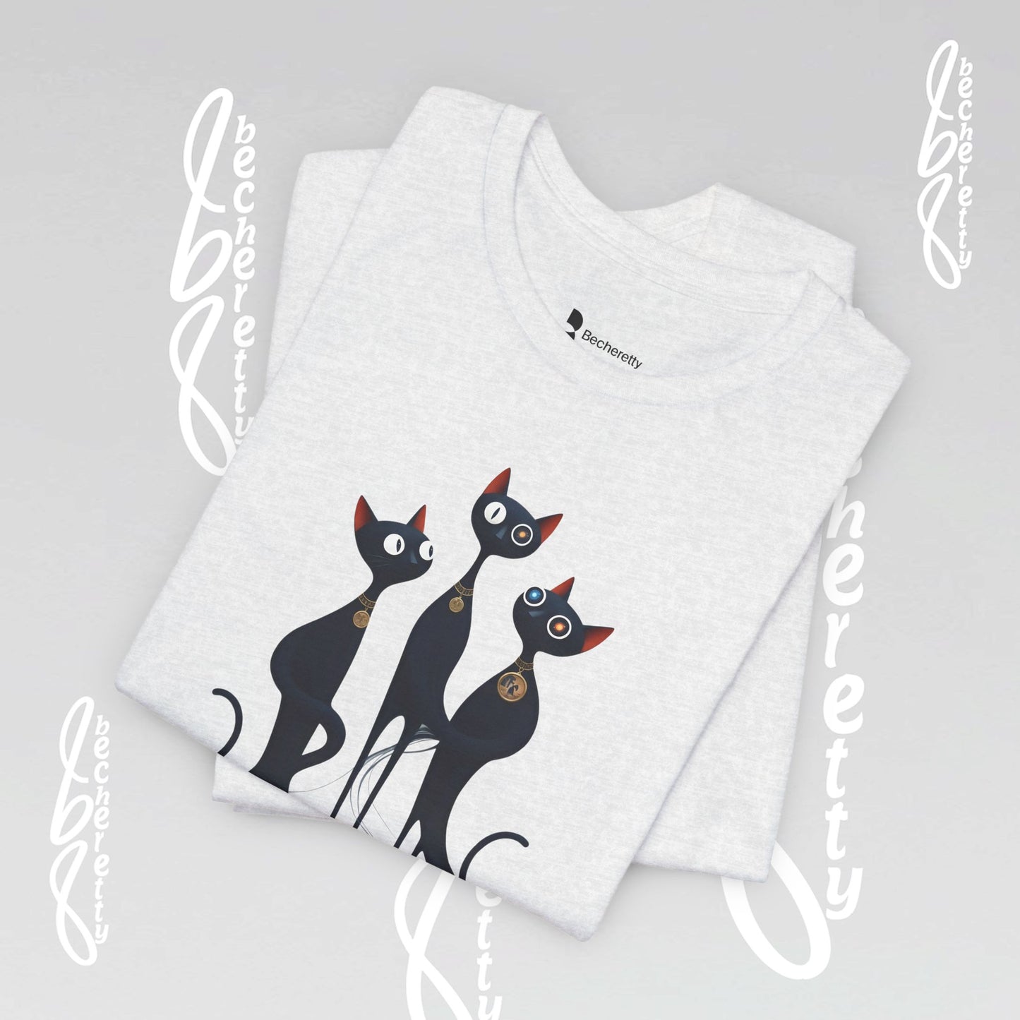 Black Cat Trio Tee – Cute Retro Cats Graphic T-Shirt - Minimalist Art Becheretty - Perfect gift for cats lovers