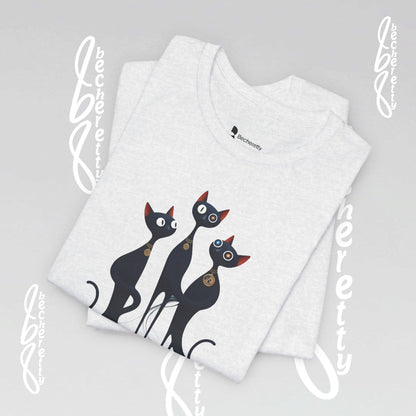 Black Cat Trio Tee – Cute Retro Cats Graphic T-Shirt - Minimalist Art Becheretty - Perfect gift for cats lovers